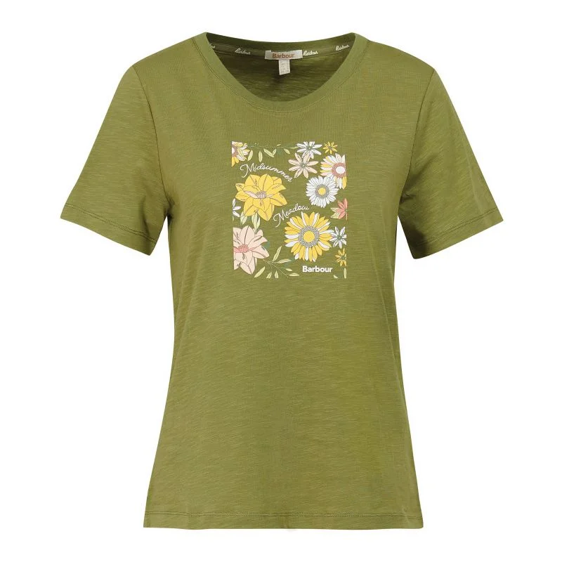 Barbour Coraline Ladies T-Shirt - Olive Tree Anti-Pilling Machine Wash Handmade