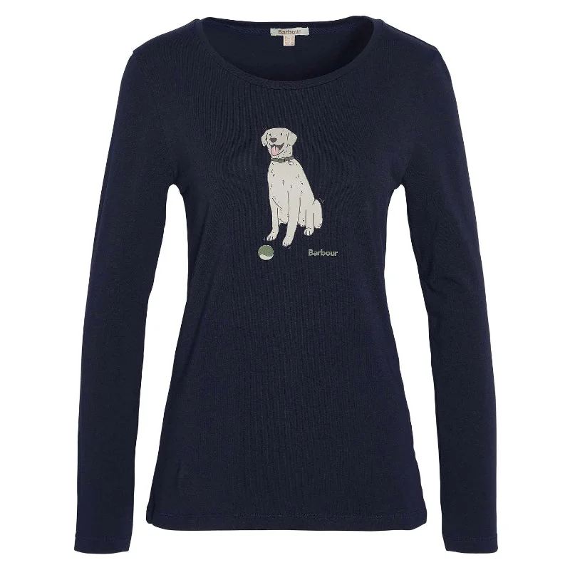 Barbour Fareham Ladies Long Sleeve T-Shirt - Navy Cashmere Blend Cotton Blend Poly Blend Barbour Fareham Ladies Long Sleeve T-Shirt - Navy Cashmere Blend Cotton Blend Poly Blend