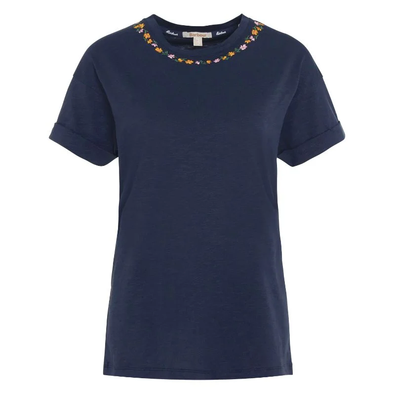 Barbour Longfield Ladies T-Shirt - Navy Rayon Velvet Corduroy