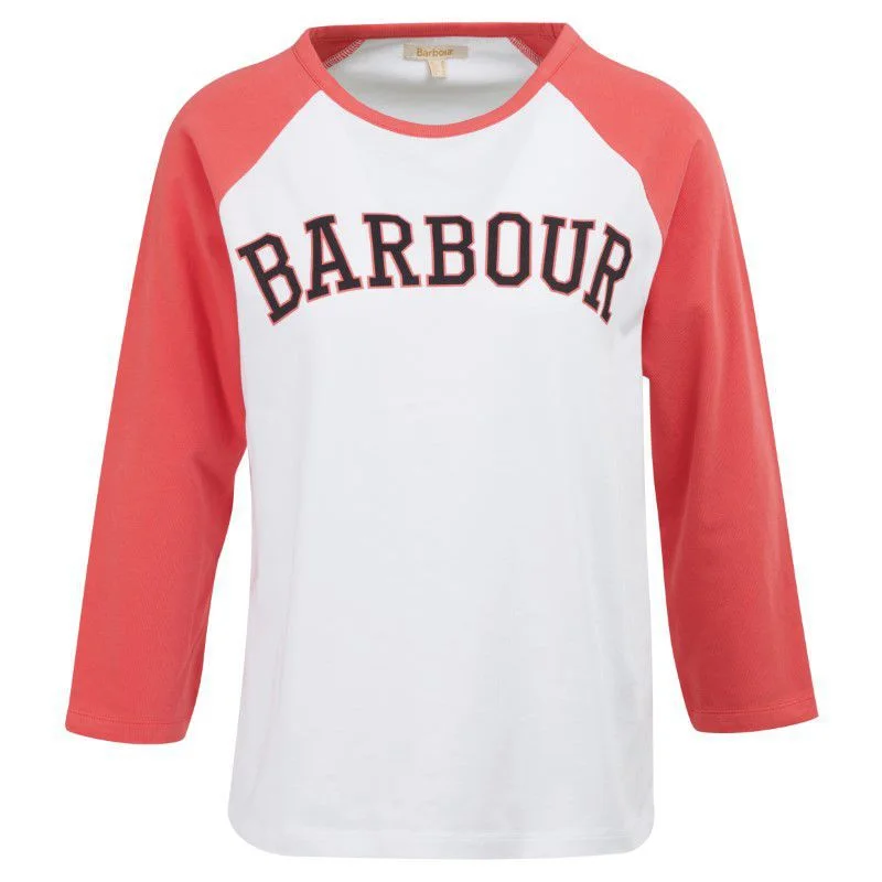 Barbour Northumberland Ladies Long Sleeve T-Shirt - White/Pink Punch Lace Blend Ribbed Blend Corduroy Blend Barbour Northumberland Ladies Long Sleeve T-Shirt - White/Pink Punch Lace Blend Ribbed Blend Corduroy Blend