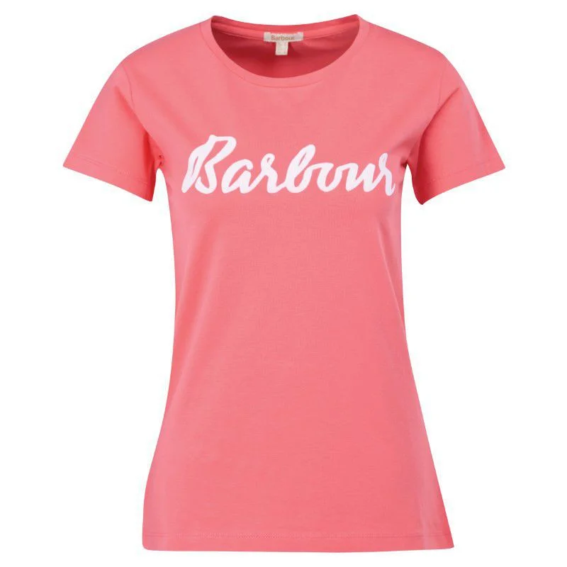 Barbour Otterburn Ladies T-Shirt - Pink Punch Hooded Caped Shawl Collar