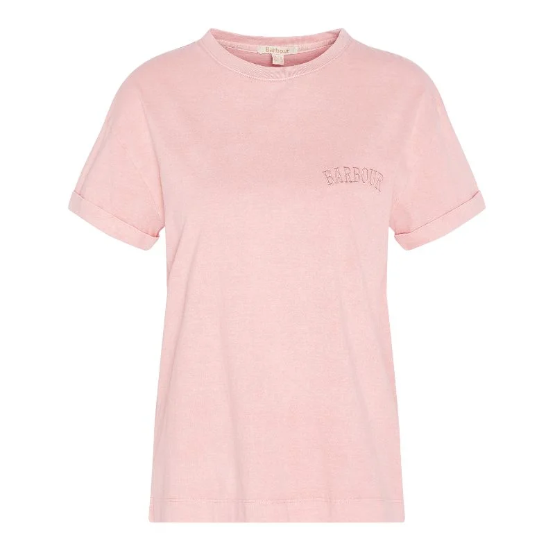 Barbour Sandgate Ladies T-Shirt - Shell Pink Boxy Fit Fitted Loose