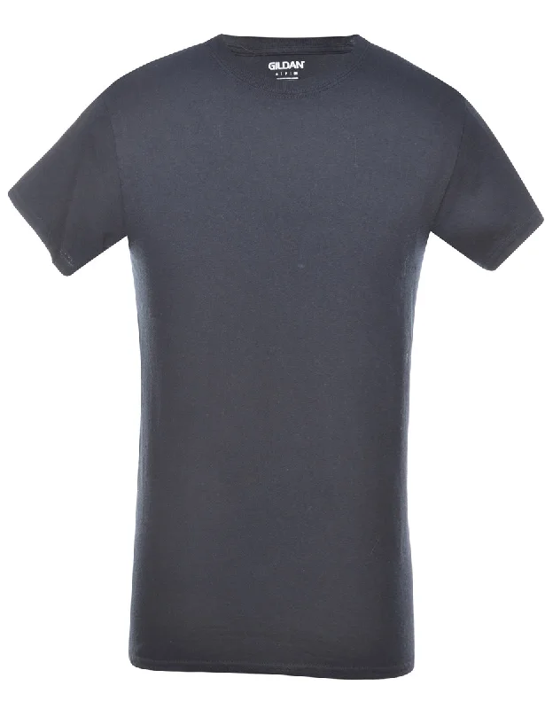 Black Plain T-shirt - S Collared T-Shirt Boat Neck A-Line