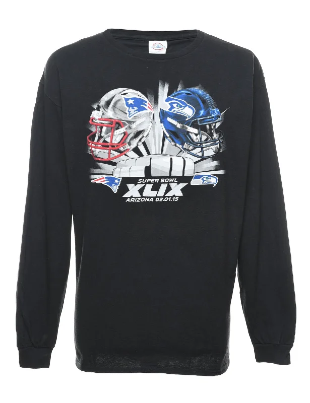 Black, Red & Blue Superbowl Football T-Shirt - XL Chenille Blend Fleece Blend Nylon Blend Black, Red & Blue Superbowl Football T-Shirt - XL Chenille Blend Fleece Blend Nylon Blend