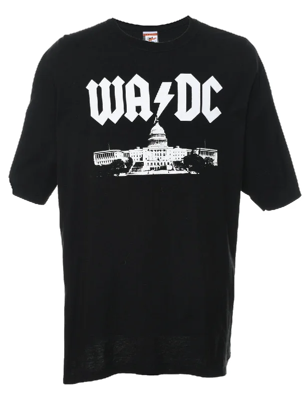 Black WA/DC Printed T-shirt - XXL Terry Blend Velvet Blend Canvas Blend