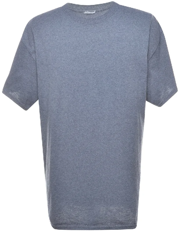 Blue Plain T-shirt - L Hooded Caped Shawl Collar