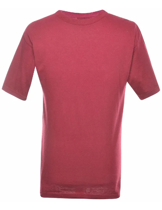 Burgundy Plain T-shirt - S Embroidered Appliqued Beaded
