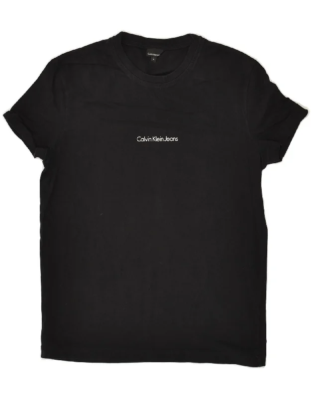 CALVIN KLEIN JEANS Womens T-Shirt Top UK 14 Large Black Cozy Warm Stylish