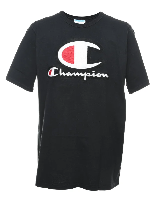 Champion Black, Red & White Embroidered Sports T-shirt - XL Wool Fabric Cashmere Fabric Tweed Fabric Champion Black, Red & White Embroidered Sports T-shirt - XL Wool Fabric Cashmere Fabric Tweed Fabric