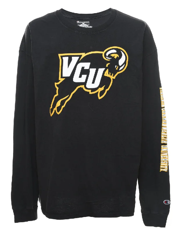 Champion Black, White & Yellow Long Sleeve VCU Sports T-shirt - XL Terry Blend Velvet Blend Canvas Blend Champion Black, White & Yellow Long Sleeve VCU Sports T-shirt - XL Terry Blend Velvet Blend Canvas Blend