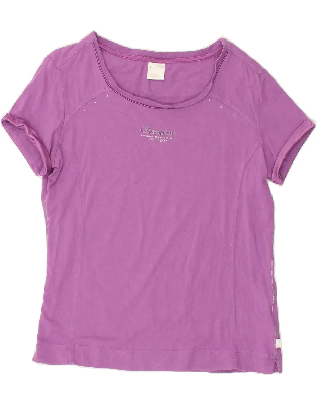 CHAMPION Womens T-Shirt Top UK 18 XL Purple Cotton Fleece Fabric Down Fabric Feather Fabric CHAMPION Womens T-Shirt Top UK 18 XL Purple Cotton Fleece Fabric Down Fabric Feather Fabric
