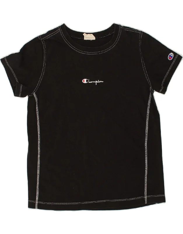 CHAMPION Womens T-Shirt Top UK 6 XS Black Cotton Ribbed T-Shirt High Neck Heavyweight CHAMPION Womens T-Shirt Top UK 6 XS Black Cotton Ribbed T-Shirt High Neck Heavyweight