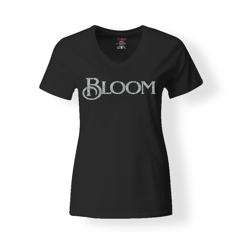 Crystal Bloom T-Shirt Hooded Caped Shawl Collar