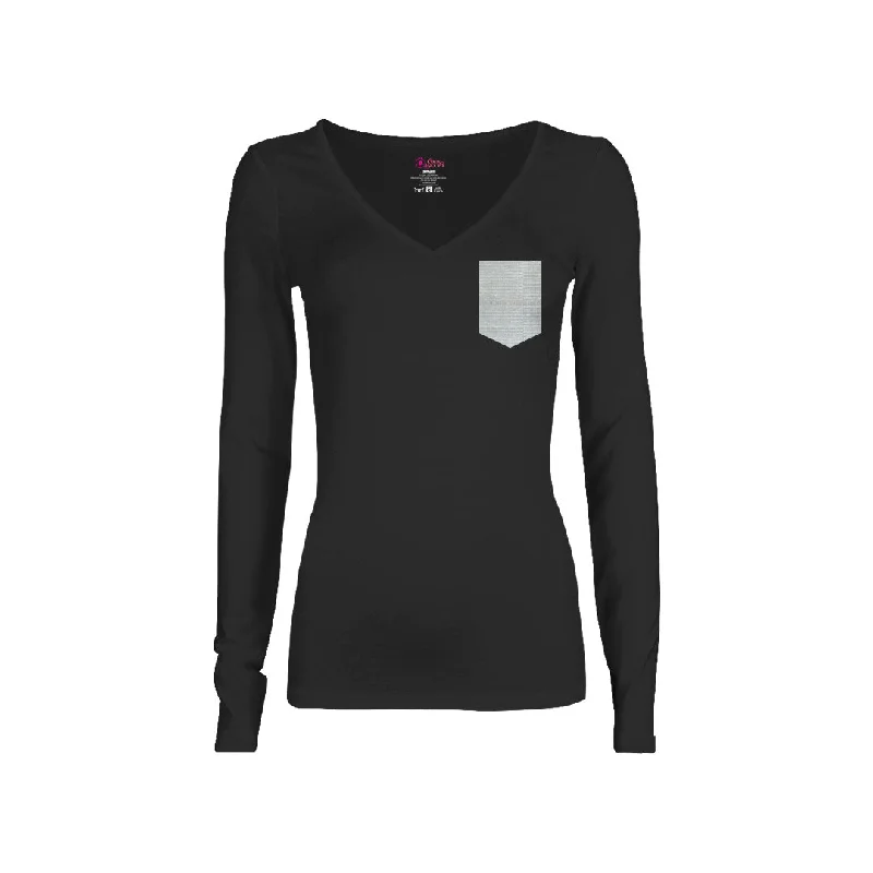 Crystal Pocket Long-Sleeve T-Shirt Rayon Fabric Velvet Fabric Corduroy Fabric