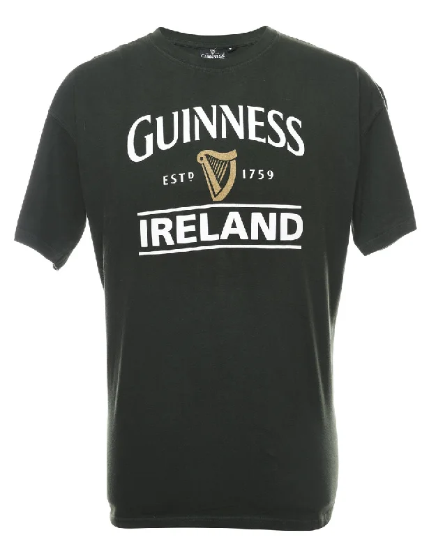 Dark Green Guinness Printed T-shirt - XL Hooded Caped Shawl Collar