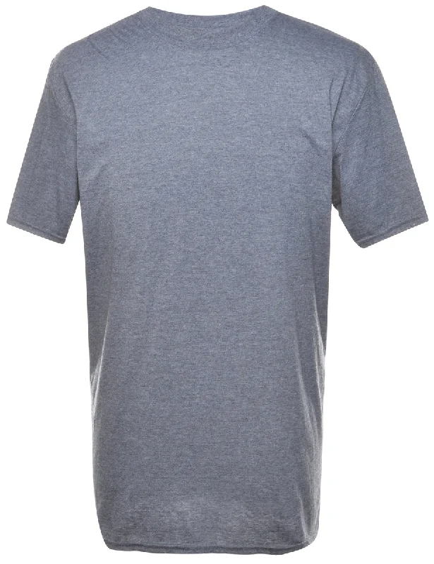 Dark Grey Plain T-shirt - L V-Neck T-Shirt Long Sleeve Cotton