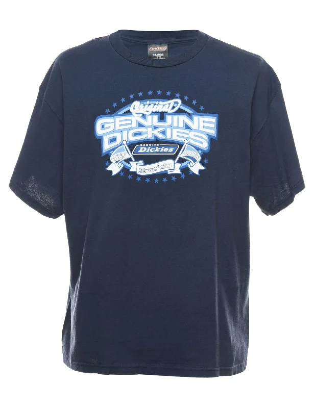 Dickies Navy Printed T-shirt - XL Real Fur Shearling Chenille