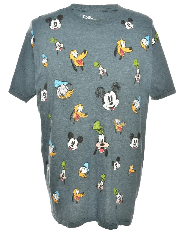 Disney Cartoon T-shirt - M Zippered Front Buttoned Front Snap Front