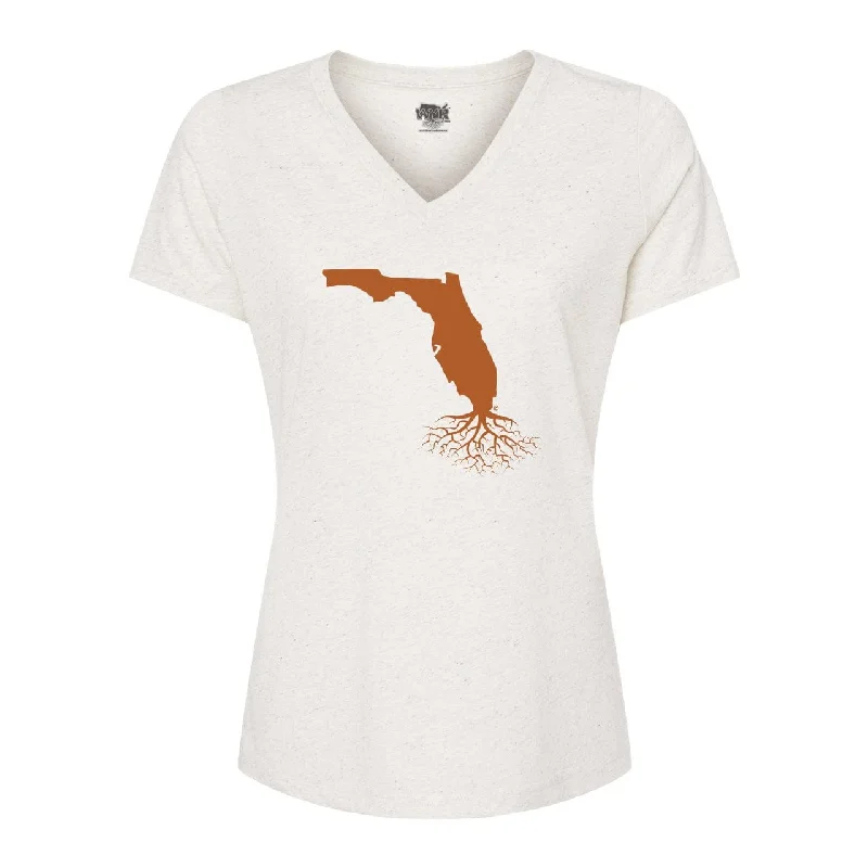 Florida Women's V-Neck Tee Spandex Blend Rayon Blend Denim Blend