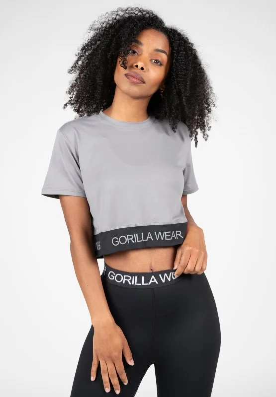 Gorilla Wear Colby Cropped T-Shirt - Grey Terry Blend Velvet Blend Canvas Blend