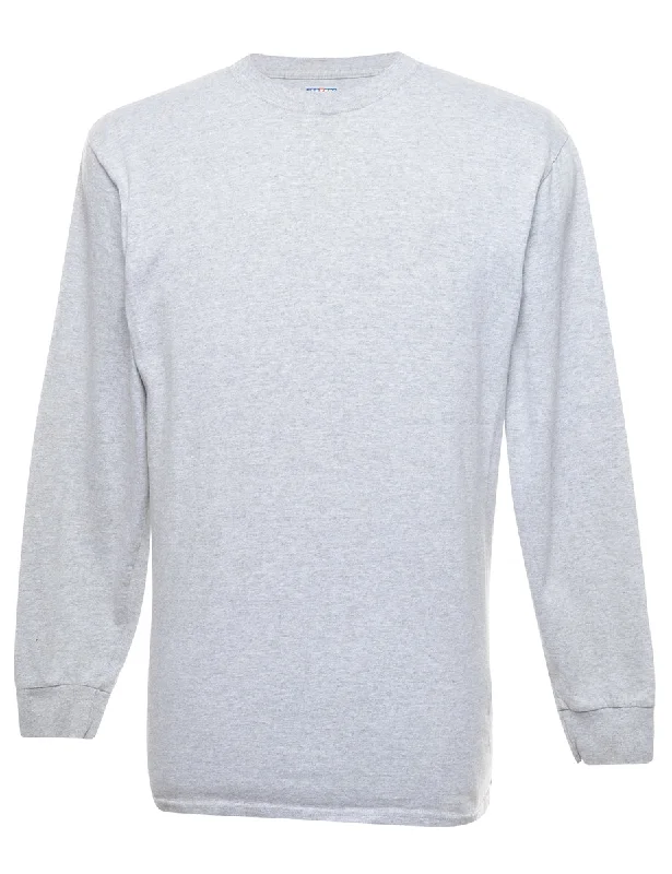 Grey Plain T-shirt - M Solid Color Striped Floral
