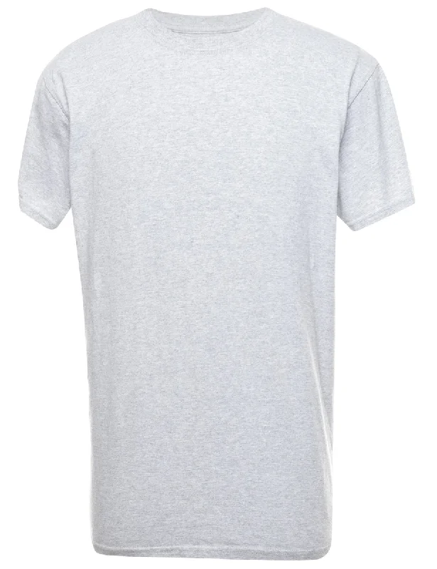 Grey Plain T-shirt - M Fitted T-Shirt Seamless Stretchy