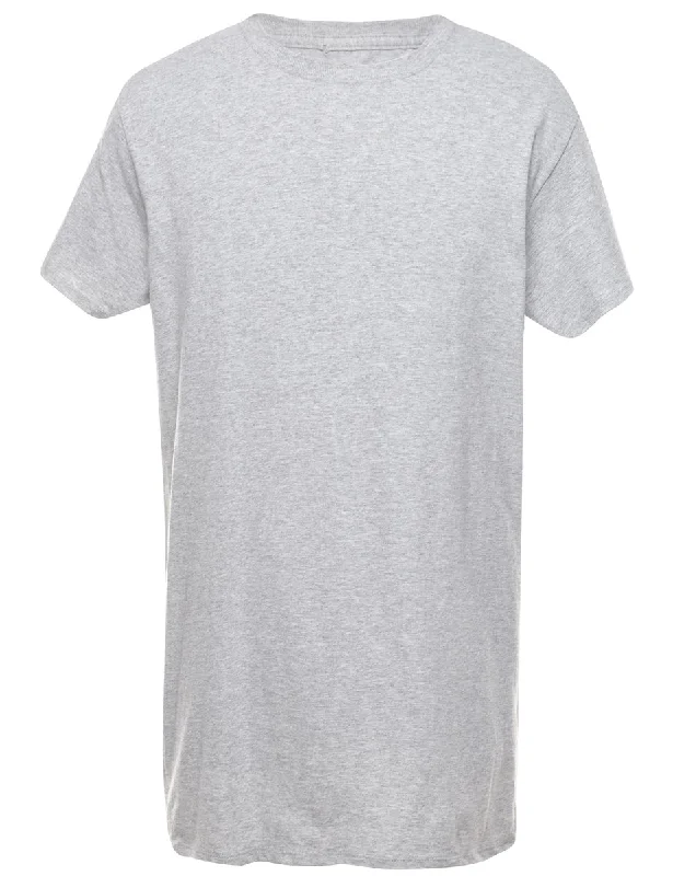 Grey Plain T-shirt - M Print Jacquard Patchwork