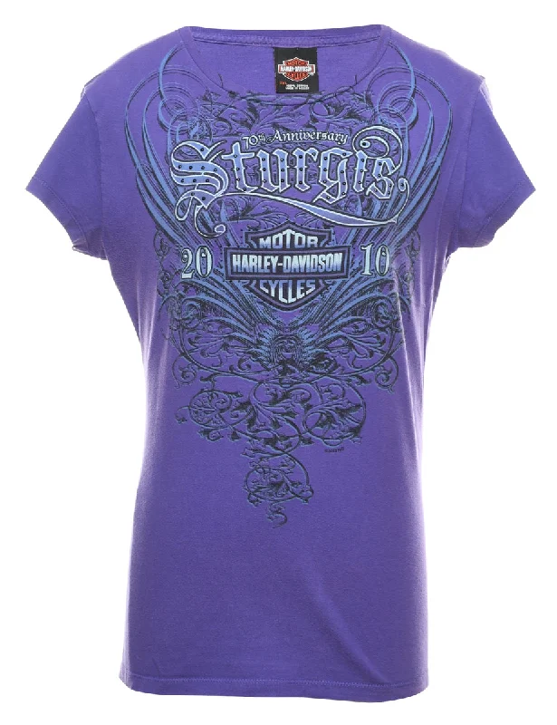 Harley Davidson Printed Purple T-shirt - M Rayon Fabric Velvet Fabric Corduroy Fabric Harley Davidson Printed Purple T-shirt - M Rayon Fabric Velvet Fabric Corduroy Fabric
