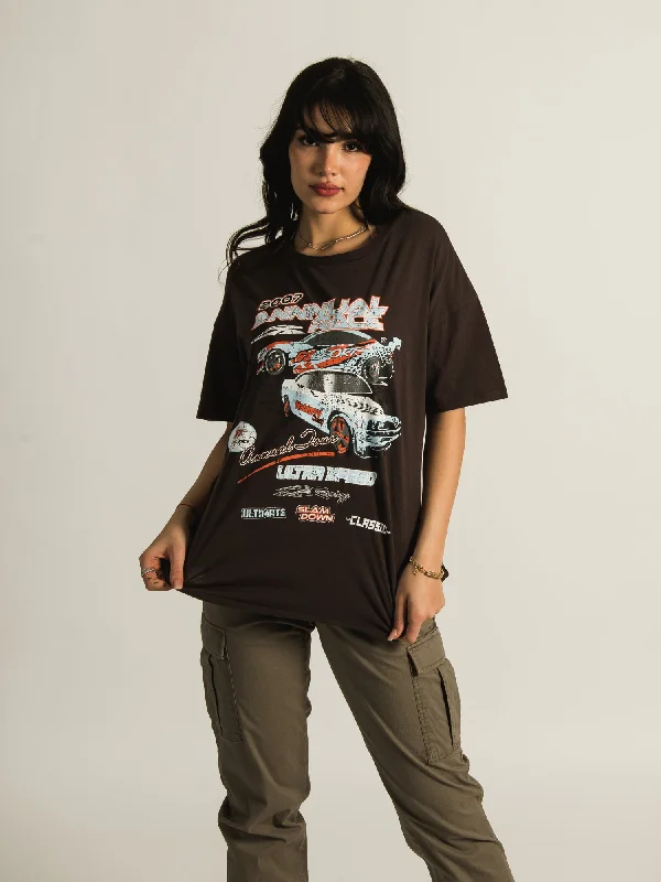 HARLOW BOYFRIEND CAR SCREEN TEE - CLEARANCE Silk Blend Satin Velvet