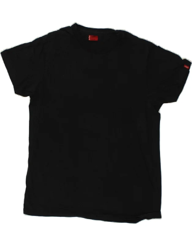 LEVI'S Womens T-Shirt Top UK 16 Large Black Cotton Elasticated Padded Insulated