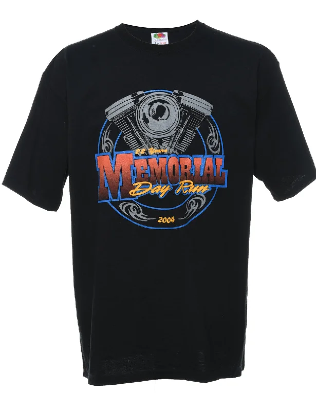 Memorial Day Run Black Printed T-shirt - XL Terry Blend Velvet Blend Canvas Blend