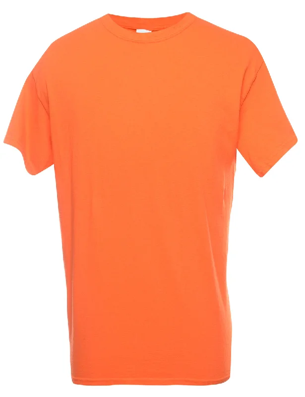 Orange Plain T-shirt - M Satin Blend Silk Blend Wool Blend