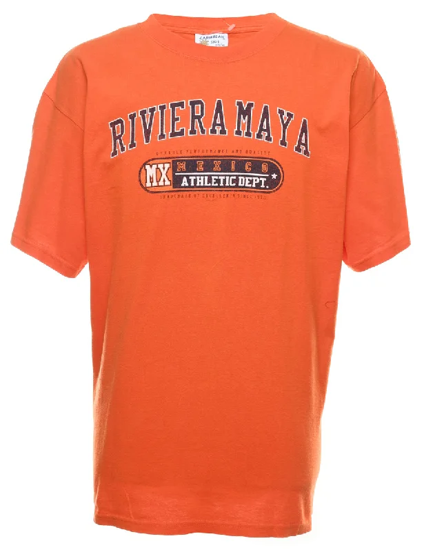 Orange Riviera Maya Orange Printed T-shirt - XL Chenille Blend Fleece Blend Nylon Blend Orange Riviera Maya Orange Printed T-shirt - XL Chenille Blend Fleece Blend Nylon Blend