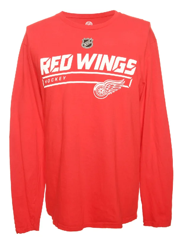 Red Wings Hockey Sports T-shirt - M Cashmere Blend Cotton Blend Poly Blend