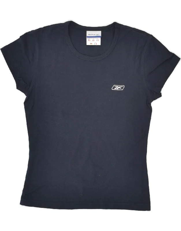 REEBOK Womens T-Shirt Top UK 10 Small Navy Blue Cotton Spandex Blend Rayon Blend Denim Blend REEBOK Womens T-Shirt Top UK 10 Small Navy Blue Cotton Spandex Blend Rayon Blend Denim Blend