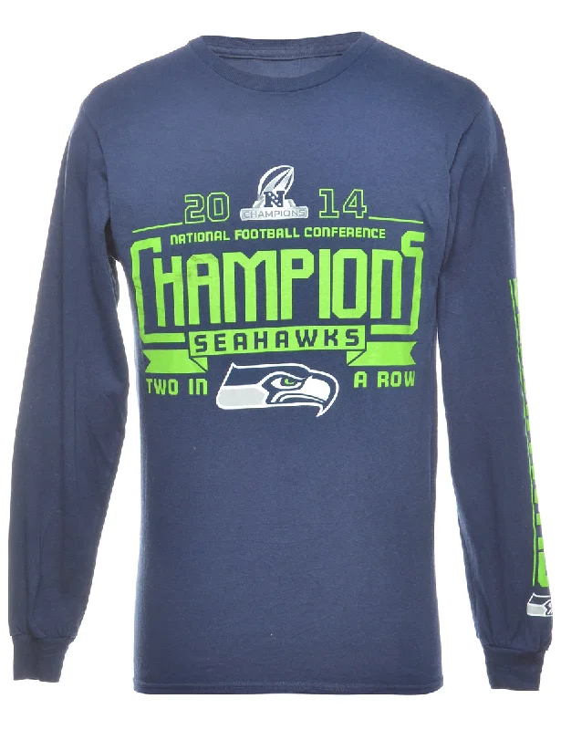 Seahawks Printed T-shirt - S Real Fur Shearling Chenille