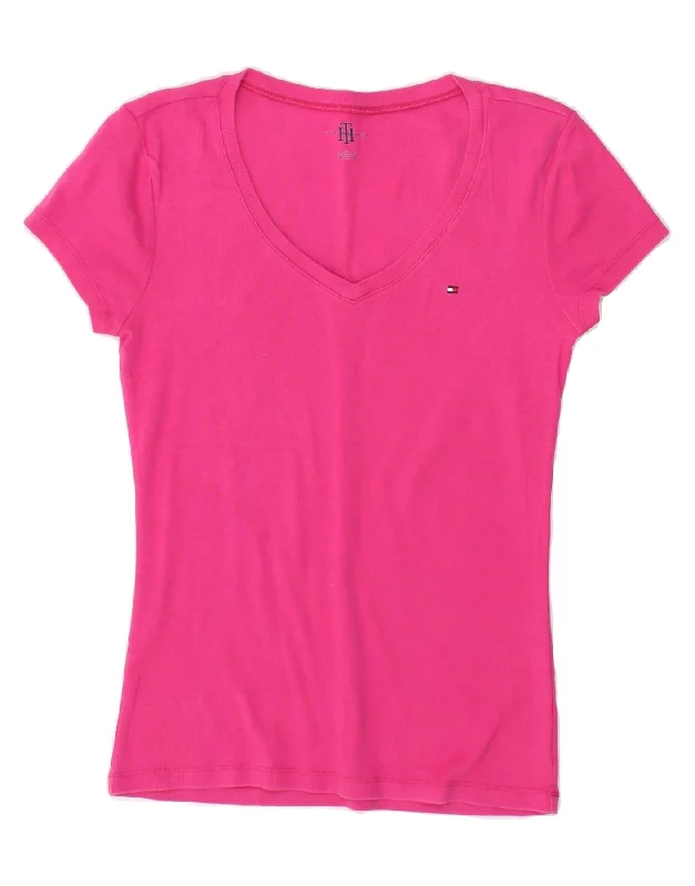 TOMMY HILFIGER Womens T-Shirt Top UK 12 Medium Pink Cotton Iron Safe Non-Iron Wrinkle Free TOMMY HILFIGER Womens T-Shirt Top UK 12 Medium Pink Cotton Iron Safe Non-Iron Wrinkle Free