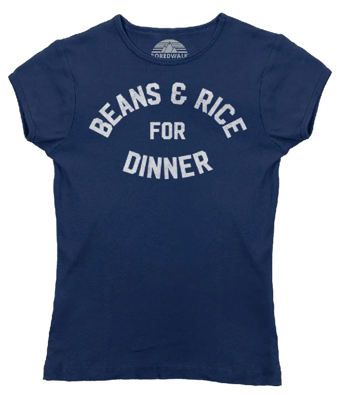 Women's Beans and Rice For Dinner T-Shirt Front Pockets Side Pockets Patch Pockets