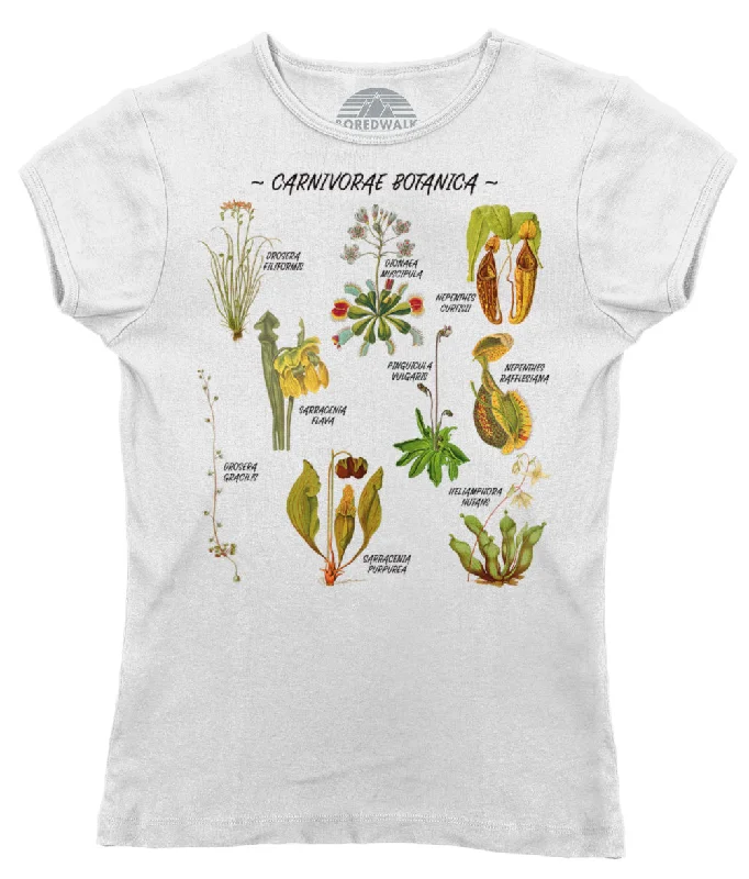 Women's Carnivorae Botanica Carnivorous Plants Botanical Chart T-Shirt Elasticated Padded Insulated Women's Carnivorae Botanica Carnivorous Plants Botanical Chart T-Shirt Elasticated Padded Insulated