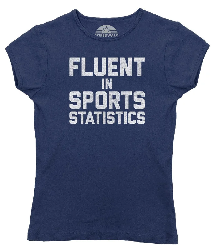 Women's Fluent in Sports Statistics T-Shirt Mesh Blend Leather Blend Suede Blend