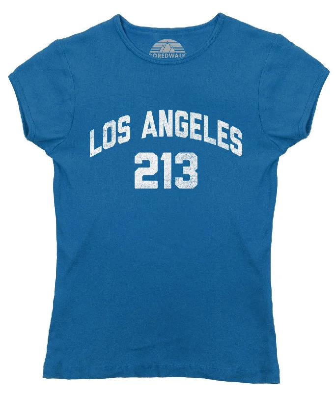 Women's Los Angeles 213 Area Code T-Shirt Chenille Blend Fleece Blend Nylon Blend
