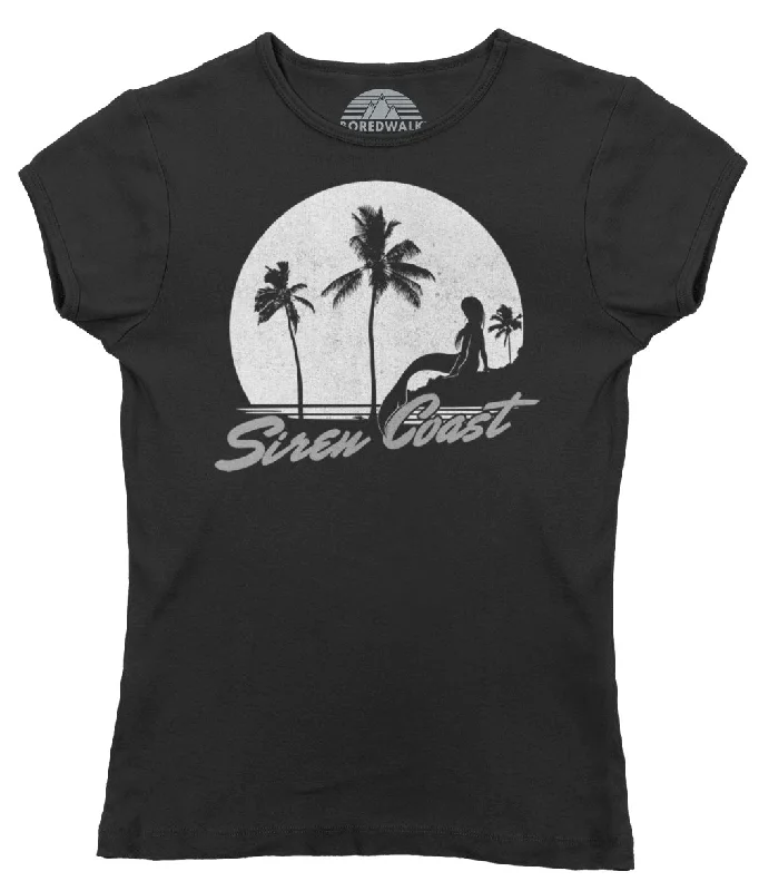 Women's Siren Coast T-Shirt Denim Fabric Leather Fabric Suede Fabric