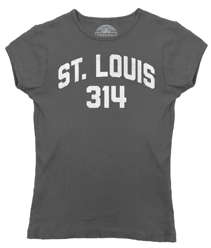Women's St Louis 314 Area Code T-Shirt Chenille Fabric Brocade Fabric Lace Fabric