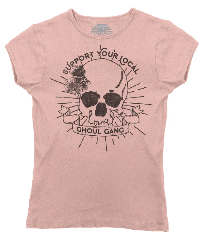 Women's Support Your Local Ghoul Gang T-Shirt Silk Blend Satin Velvet