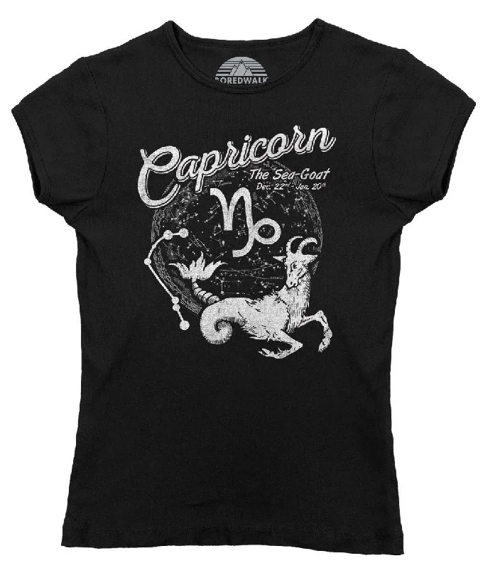 Women's Vintage Capricorn T-Shirt Hooded Caped Shawl Collar