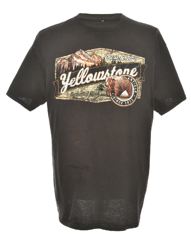 Yellowstone Printed T-shirt - M Ribbed T-Shirt High Neck Heavyweight