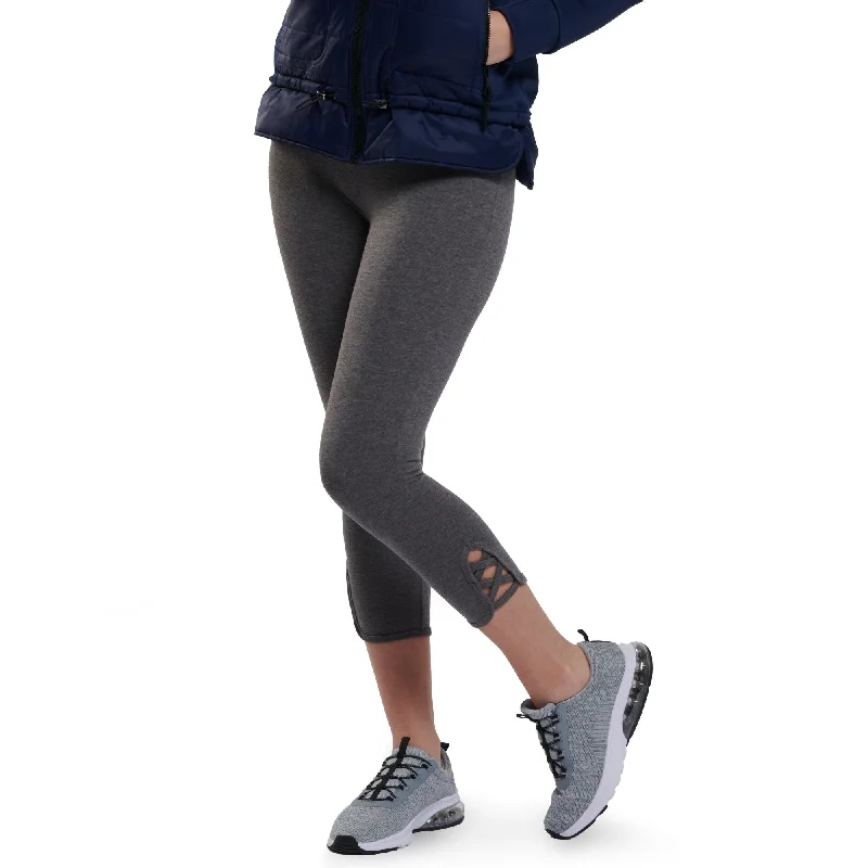 ACX Active Women's Side Detail Capri Leggings Elegant Black Leggings