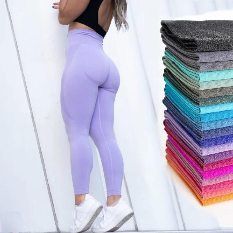 Curve Contour Seamless Leggings for Women Fashionable Leather-Look Leggings