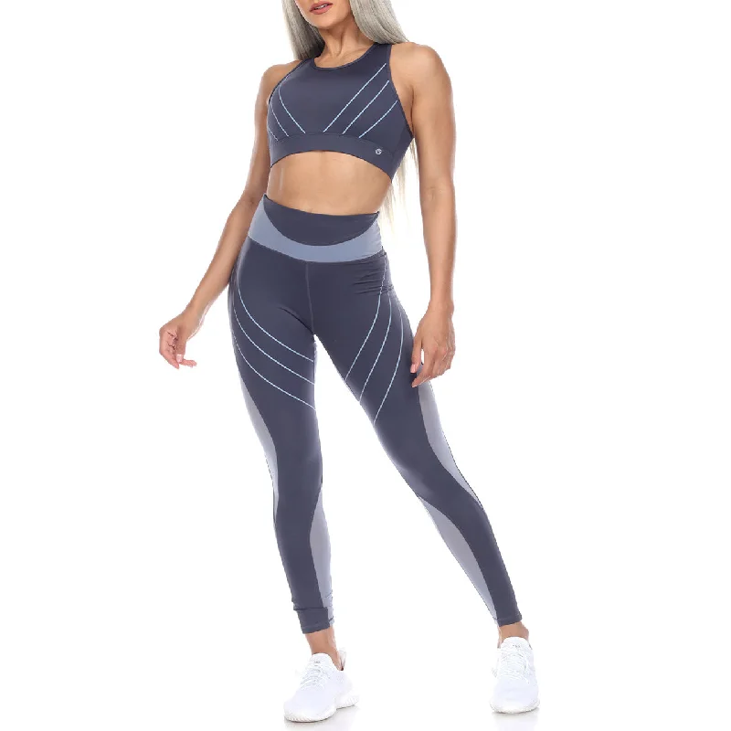 Cut Out Back Mesh Sports Bra & Leggings Set Elegant Embellished Leggings