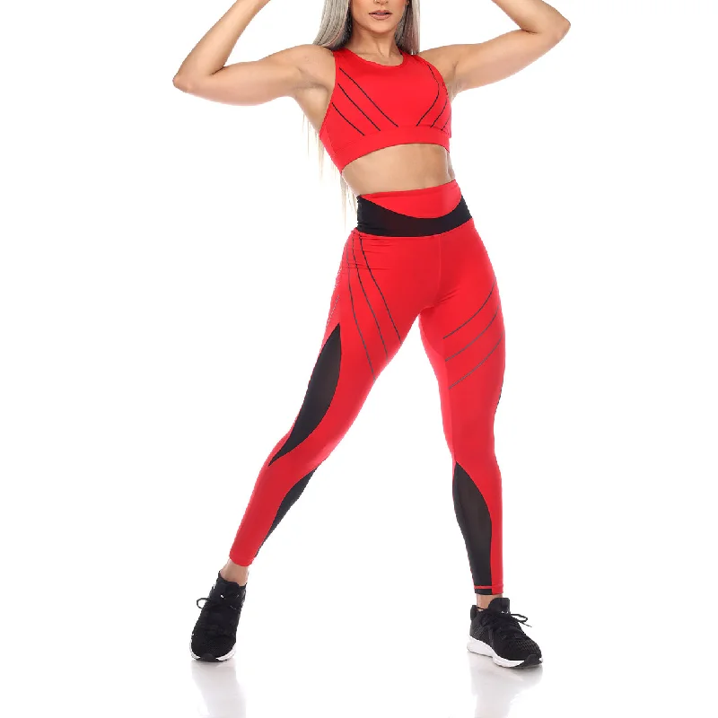 Cut Out Back Mesh Sports Bra & Leggings Set Fashionable Floral Active Leggings